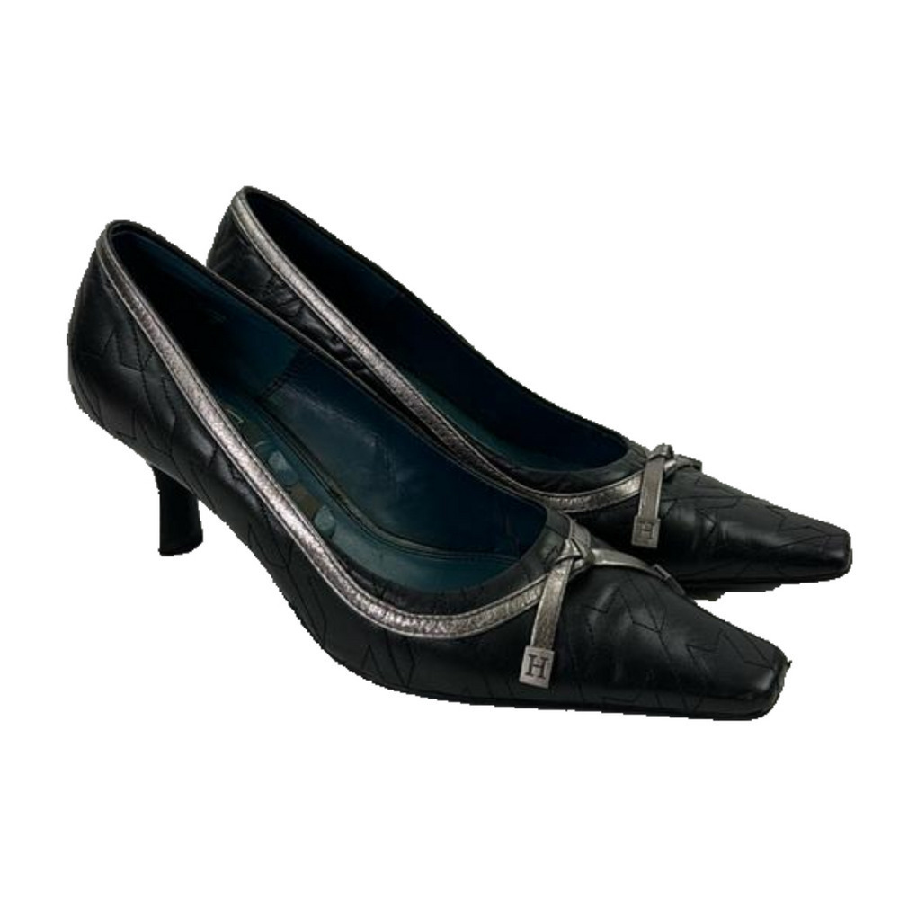 Hilary Radley Rania  quilted black leather heels